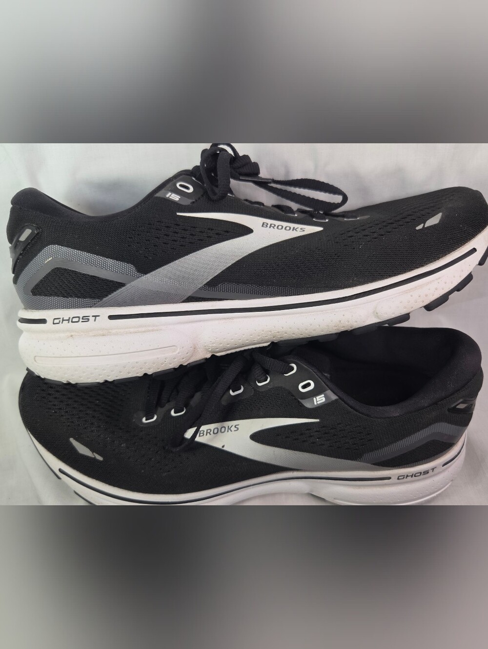 Brooks Men's Ghost 15 Running Shoes Black White Grey Sz 9.5D 1103931D012 GUC - Picture 7 of 11